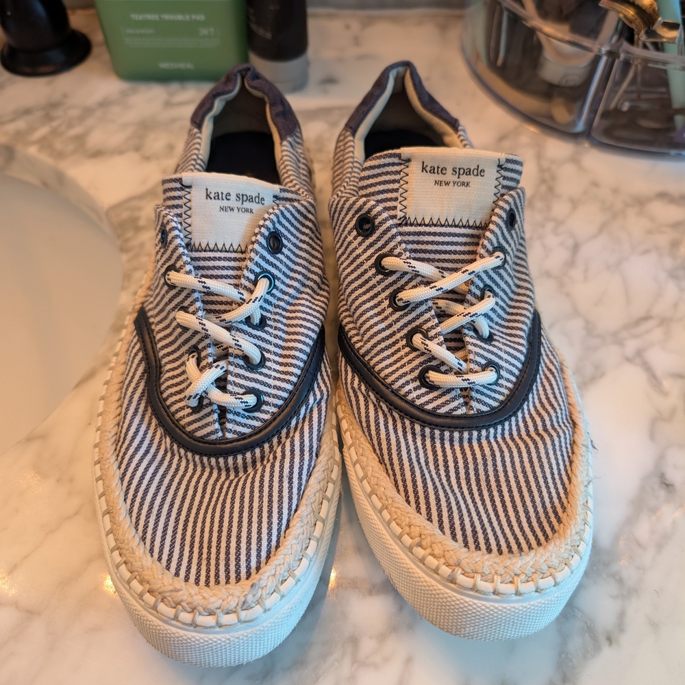 Kate Spade Kids Striped Blue and White Shoes